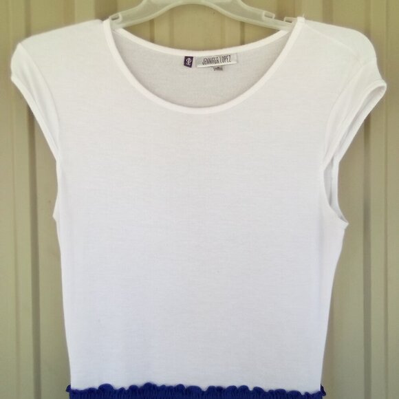 Women's White & Blue Long Maxi Dress Size Medium - Picture 4 of 6